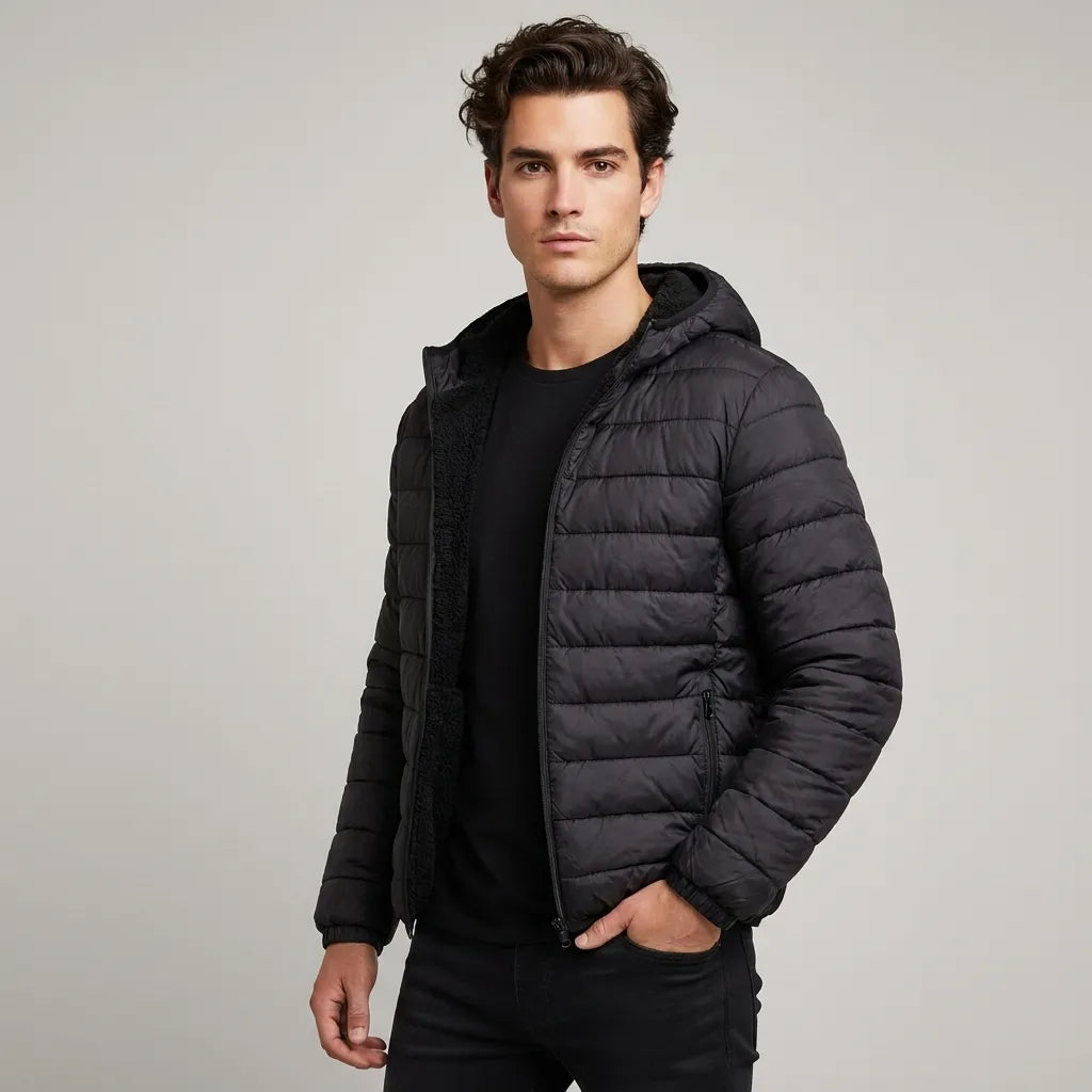 Campera Hombre Con Corderito Inflada Invierno Capucha - Njt - Image 2