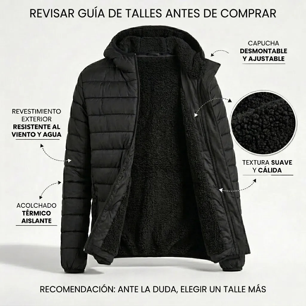 Campera Hombre Con Corderito Inflada Invierno Capucha - Njt - Image 5