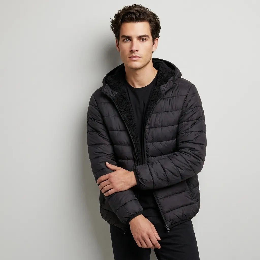 Campera Hombre Con Corderito Inflada Invierno Capucha - Njt - Image 6