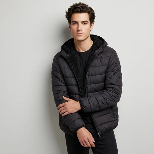 Imagem 6 de 8 de Campera Hombre Con Corderito Inflada Invierno Capucha - Njt