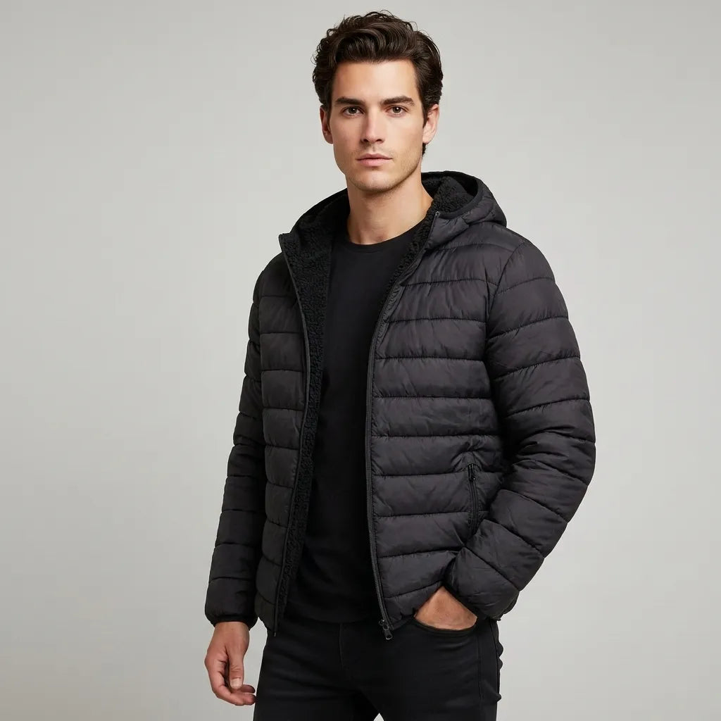 Campera Hombre Con Corderito Inflada Invierno Capucha - Njt - Image 7