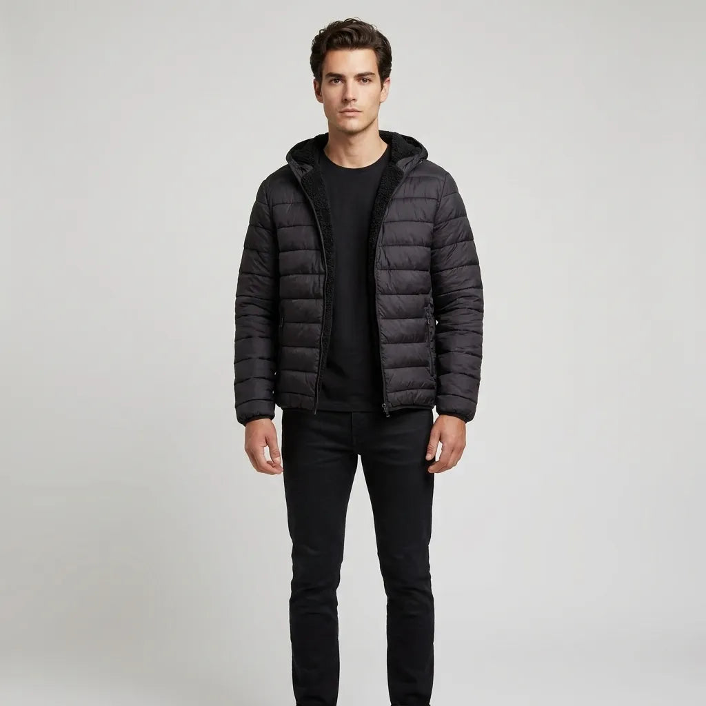Campera Hombre Con Corderito Inflada Invierno Capucha - Njt - Image 8