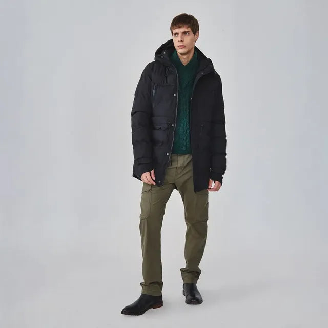 Campera Parka Hombre Negra Impermeable Importada Capucha - Image 7