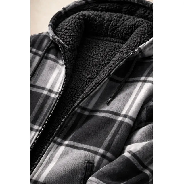 Campera Con Piel Peluche A Cuadros Escocesa - Image 5