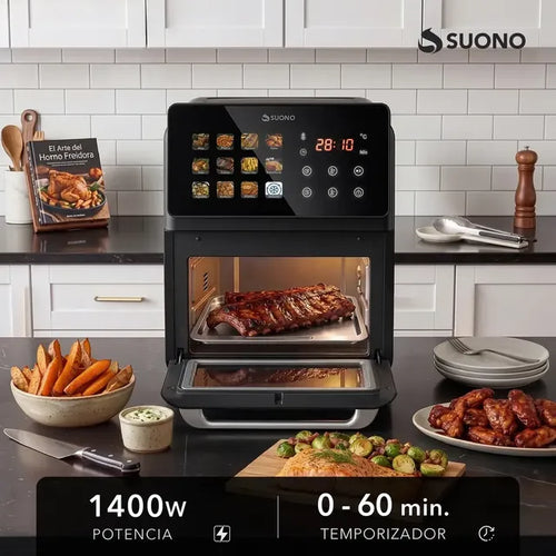 Imagem 3 de 8 de Freidora De Aire Suono Airfryer Neo Oven Descongela Fríe Asar Recalenta 12 L Comida Saludable Pantalla Xl Color Negro