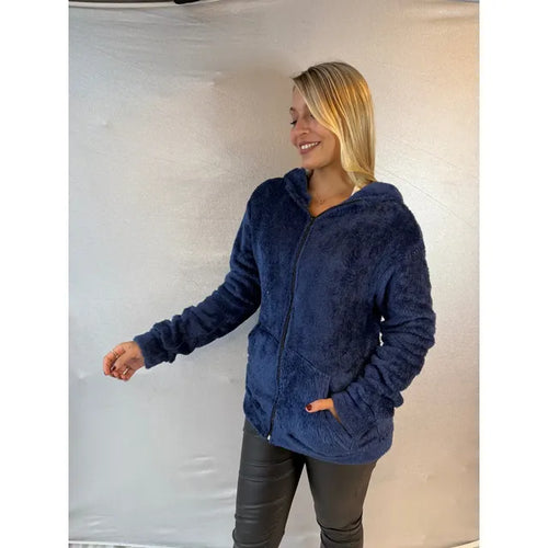 Imagem 4 de 6 de Campera Mujer Corderito Bifas Tapado Buzo Moda Dama