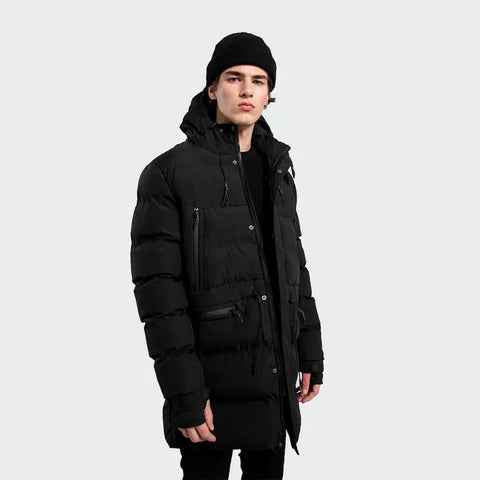 Campera Parka Hombre Negra Impermeable Importada Capucha - Image 1