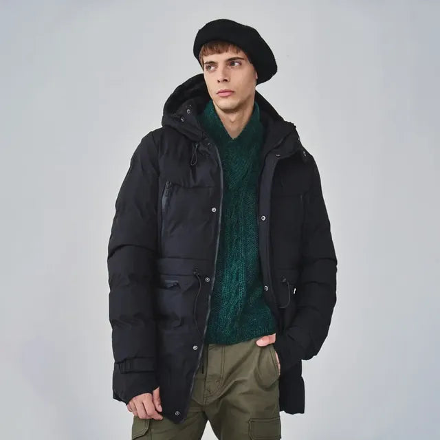 Campera Parka Hombre Negra Impermeable Importada Capucha - Image 2