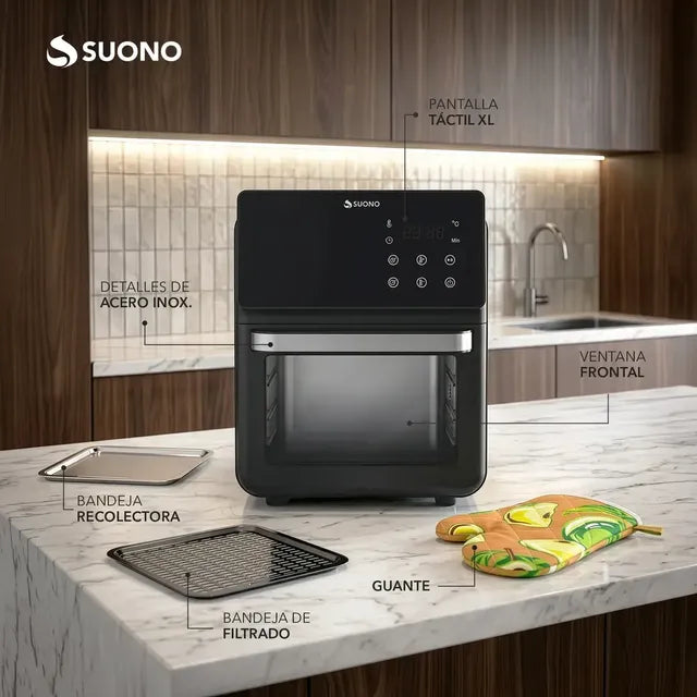 Freidora De Aire Suono Airfryer Neo Oven Descongela Fríe Asar Recalenta 12 L Comida Saludable Pantalla Xl Color Negro - Image 7