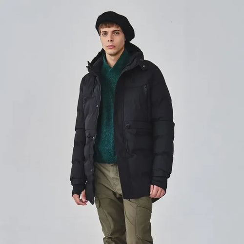 Imagem 3 de 8 de Campera Parka Hombre Negra Impermeable Importada Capucha
