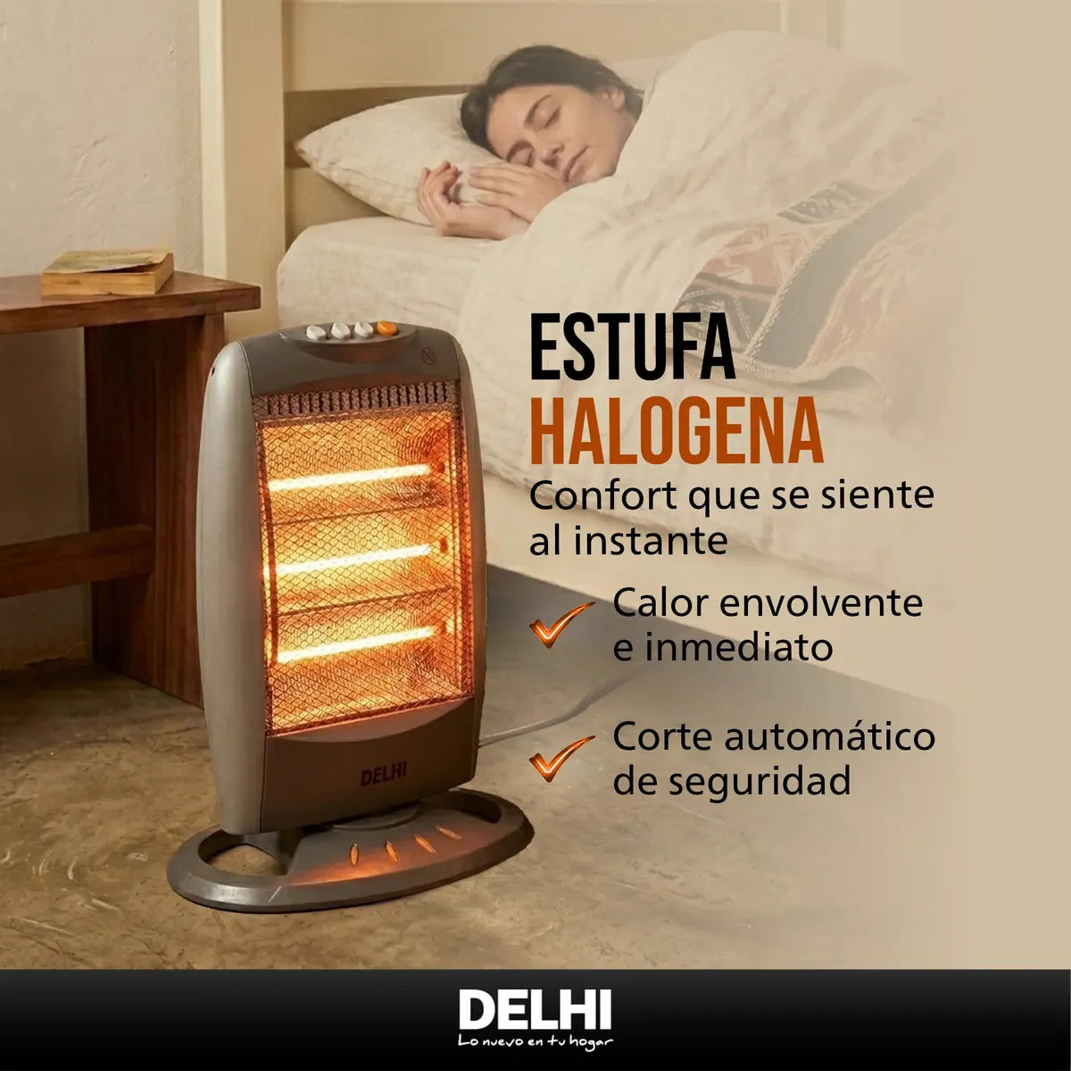 Estufa Halogena Giratoria 400w/1200w Corte Por Caida Gris - Image 7