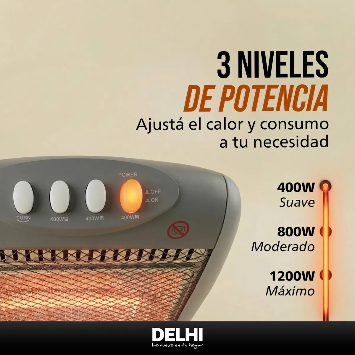 Estufa Halogena Giratoria 400w/1200w Corte Por Caida Gris - Image 8