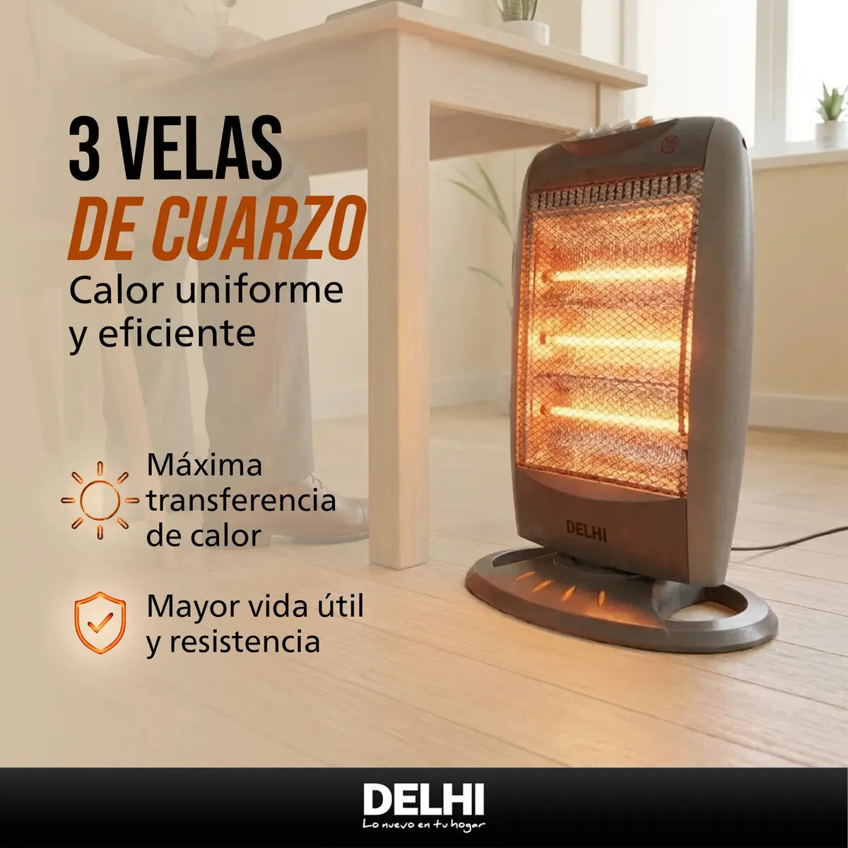 Estufa Halogena Giratoria 400w/1200w Corte Por Caida Gris - Image 9