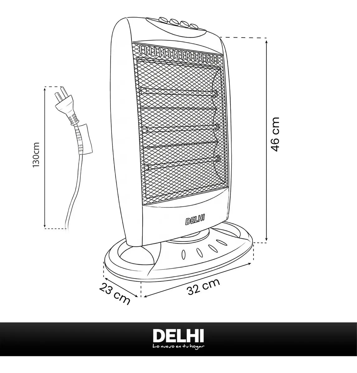 Estufa Halogena Giratoria 400w/1200w Corte Por Caida Gris - Image 10