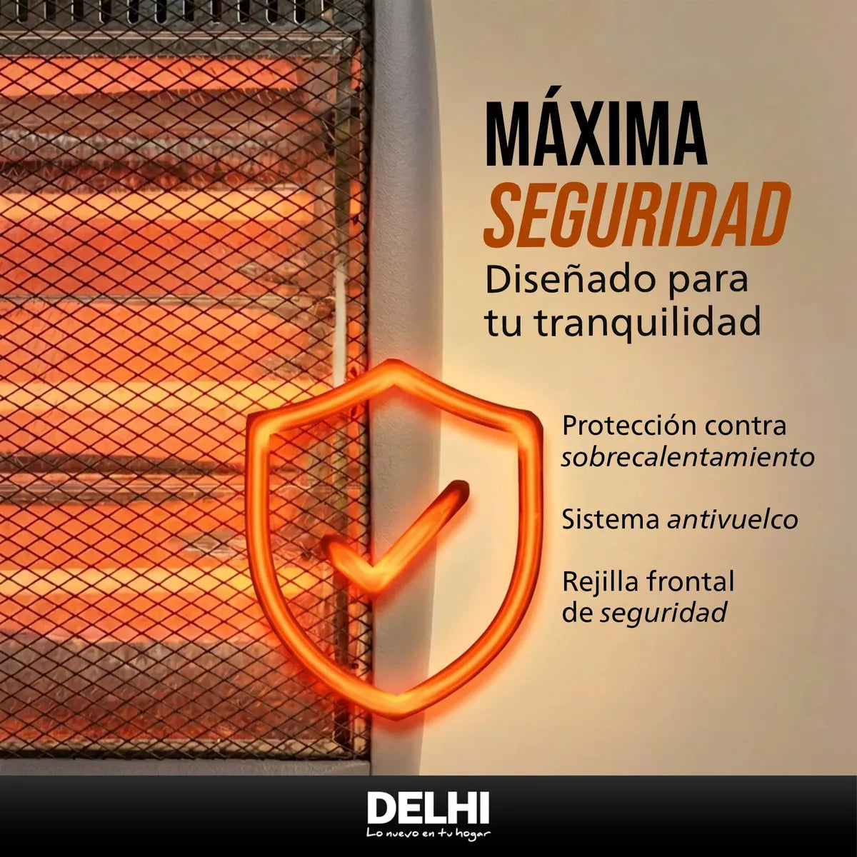 Estufa Halogena Giratoria 400w/1200w Corte Por Caida Gris - Image 6