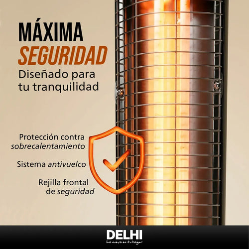 Imagem 2 de 9 de Estufa Eléctrica Vertical De Cuarzo Delhi 2 Velas 1200w negro