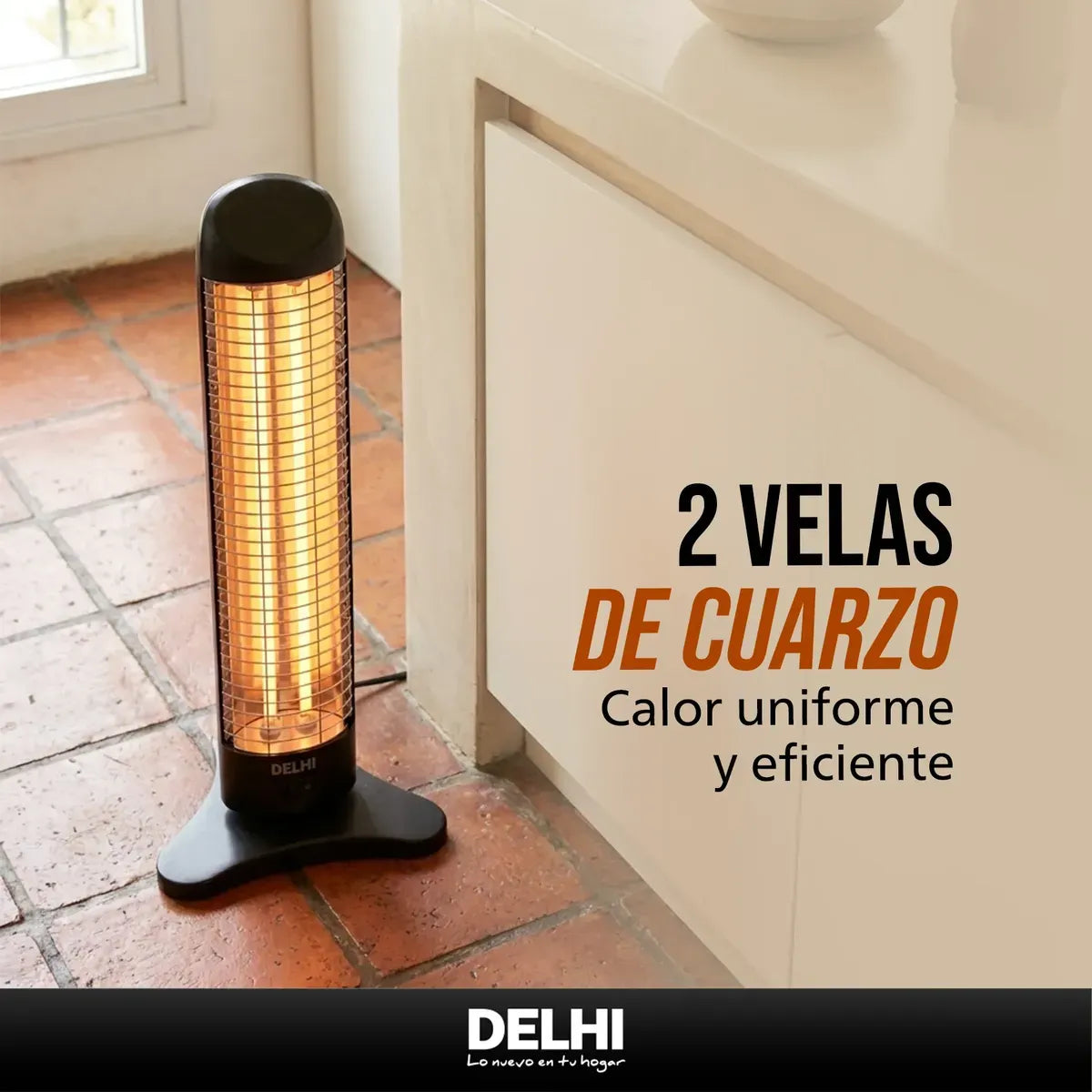 Estufa Eléctrica Vertical De Cuarzo Delhi 2 Velas 1200w negro - Image 9